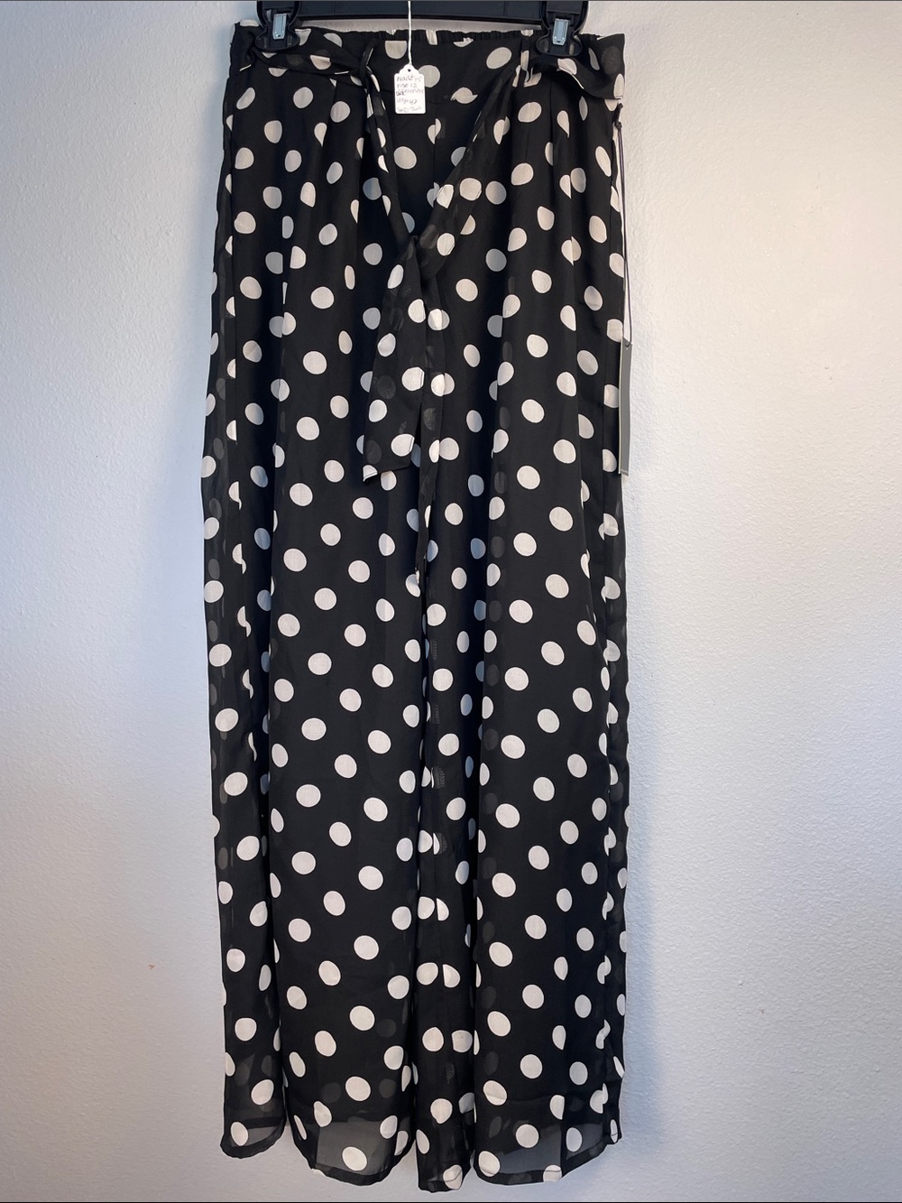 Her Destiny Large Black Polka Dot Wide Leg Palazzo Pants NWT